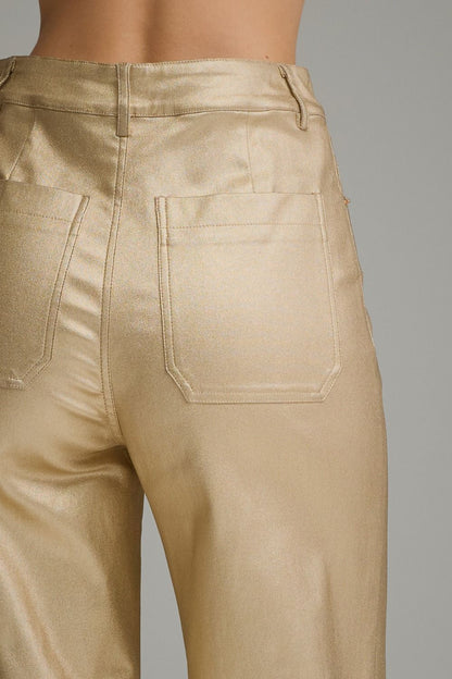 METALLIC GOLD WIDE LEG PANTS