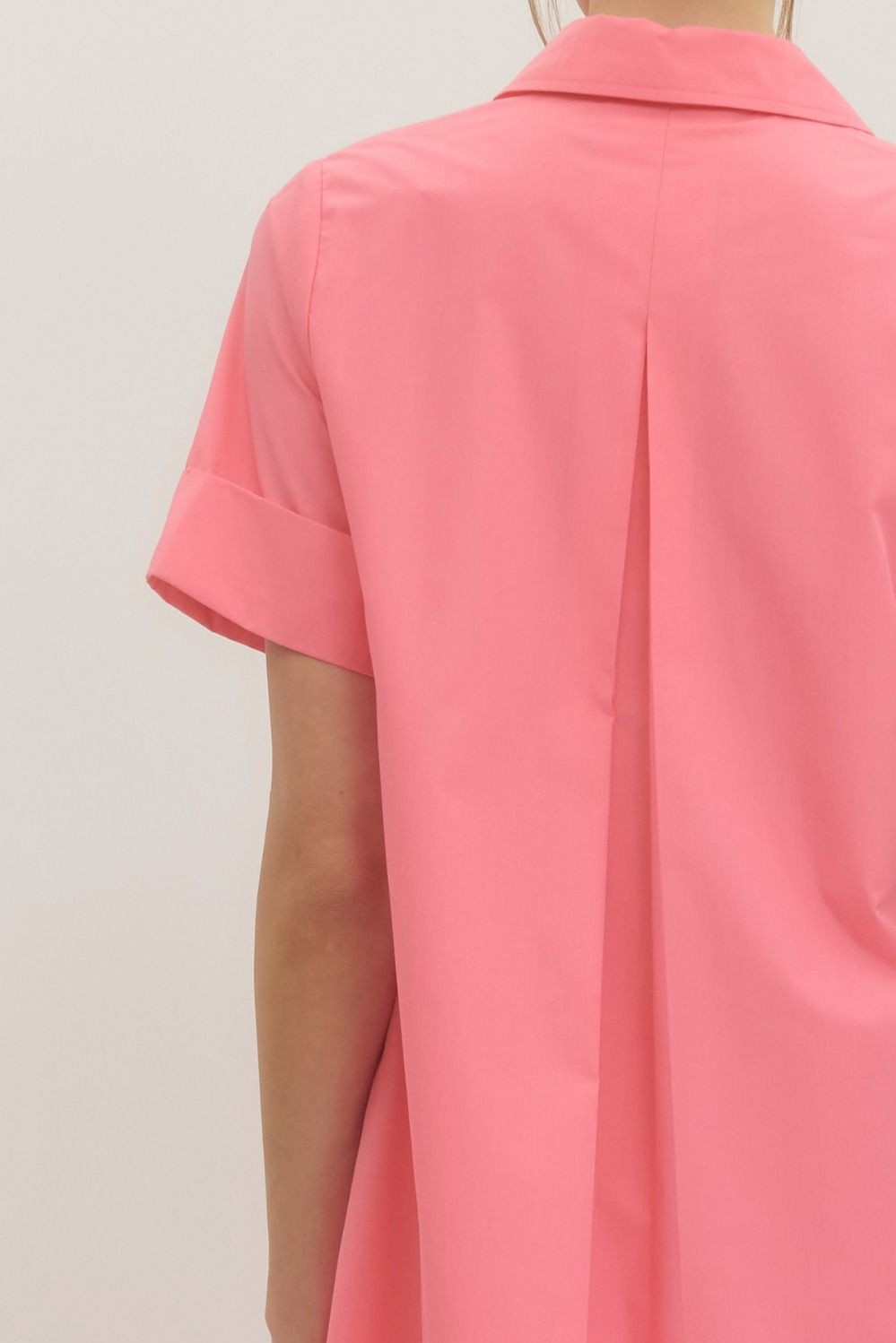 PINK COLLARED GOLD SNAP BUTTON MAXI DRESS