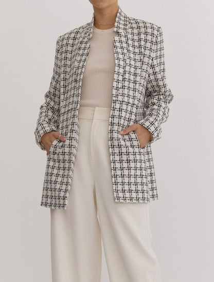 OFF WHITE GRID PRINT BLAZER