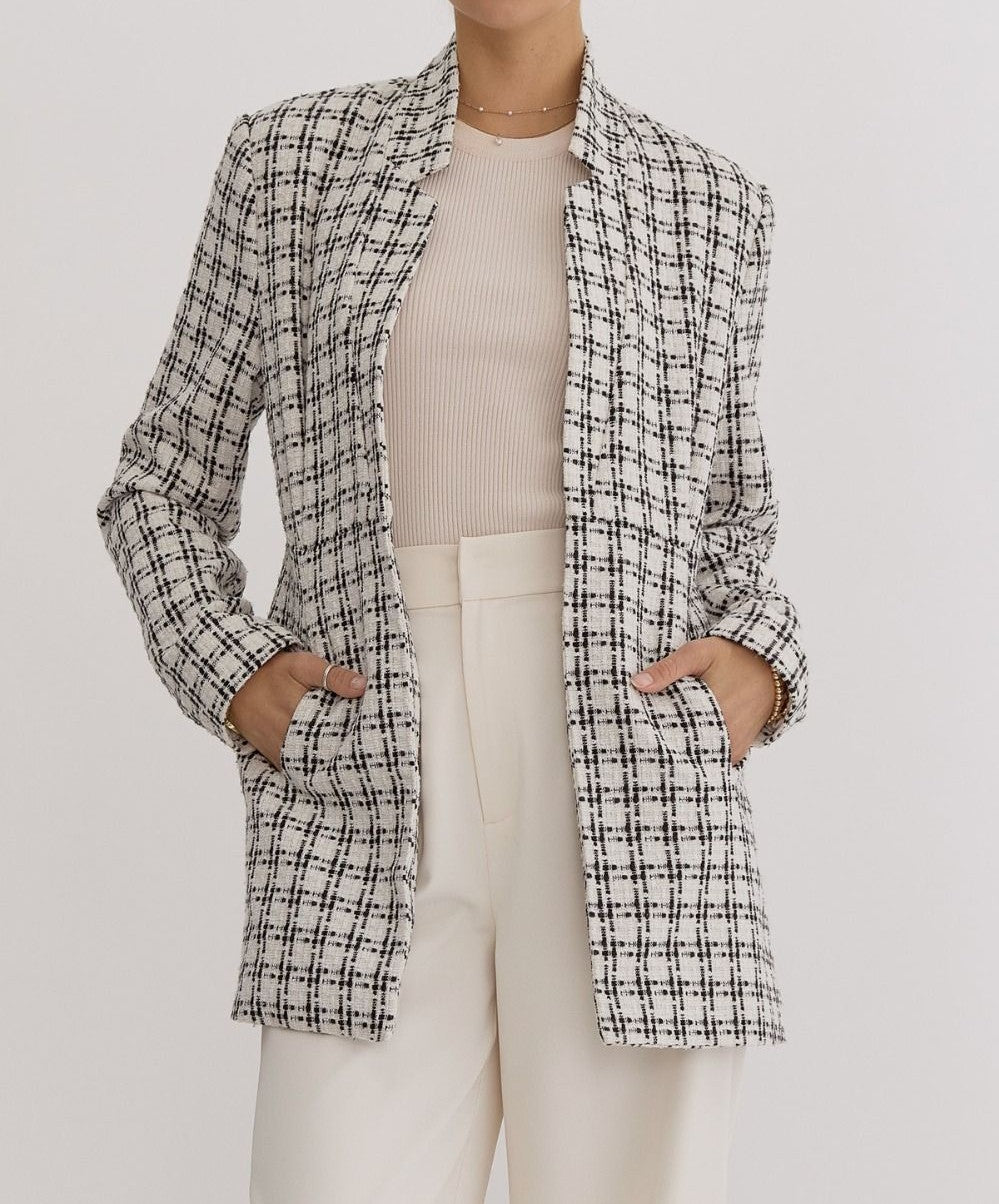 OFF WHITE GRID PRINT BLAZER