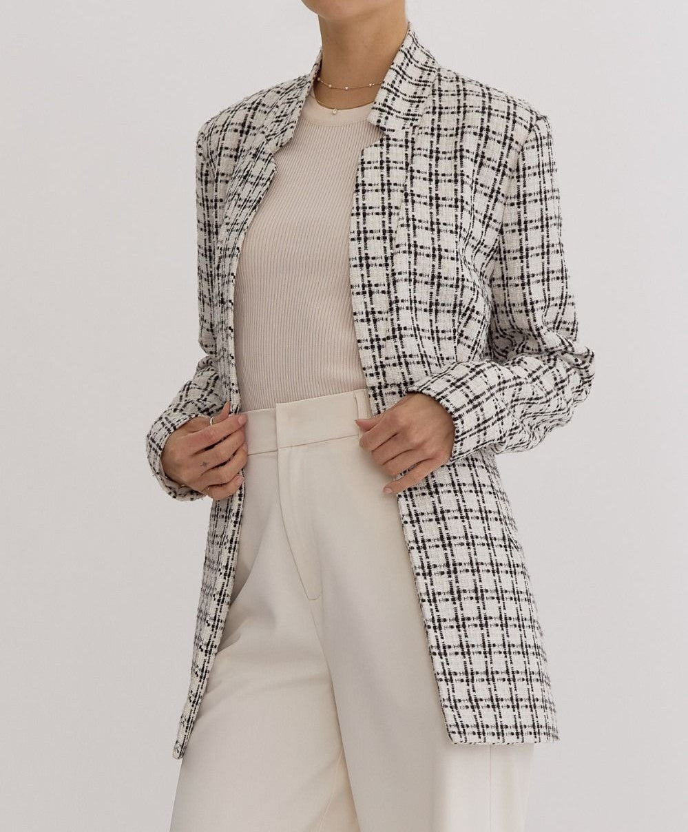 OFF WHITE GRID PRINT BLAZER