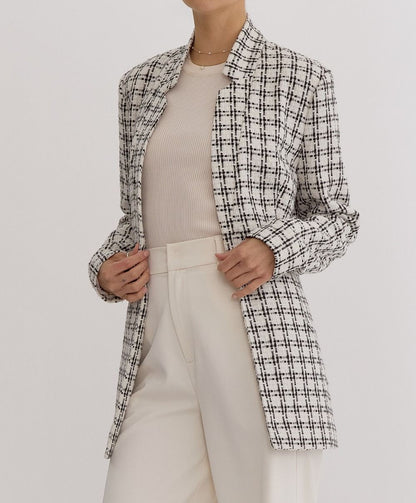 OFF WHITE GRID PRINT BLAZER