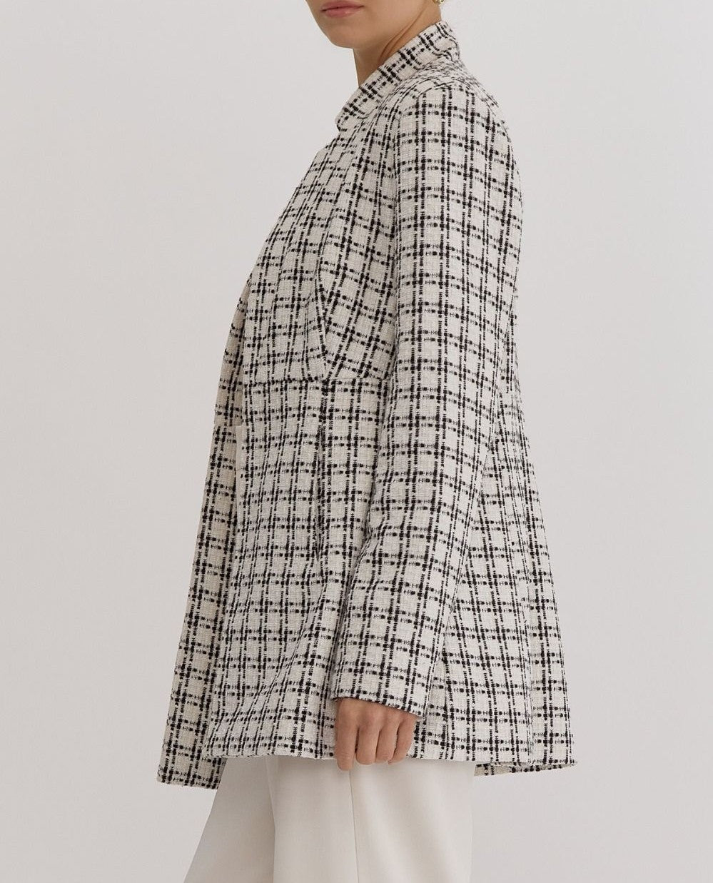 OFF WHITE GRID PRINT BLAZER