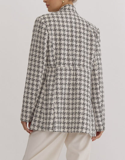 OFF WHITE GRID PRINT BLAZER