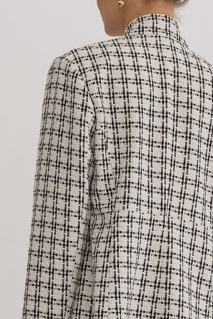 OFF WHITE GRID PRINT BLAZER