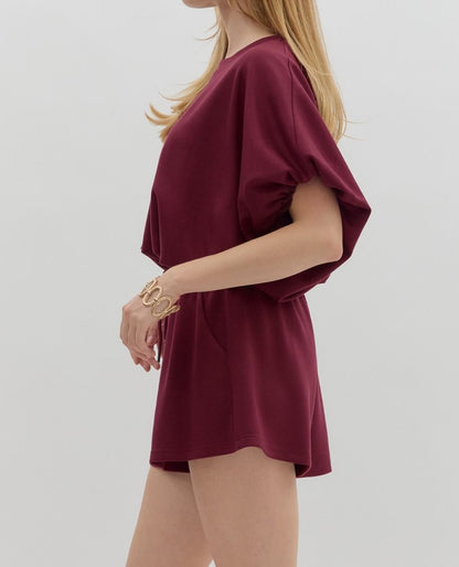 WINE BUBBLE HEM PULLOVER TOP