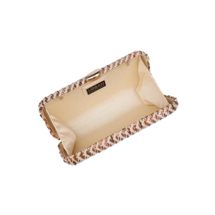 BEIGE MULTI TEXTURED WOVEN VALENTINA EVENING BAG