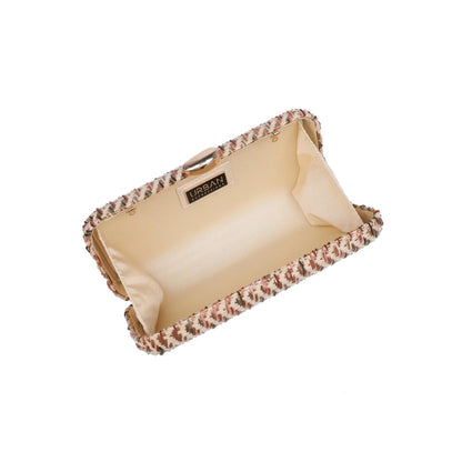 BEIGE MULTI TEXTURED WOVEN VALENTINA EVENING BAG