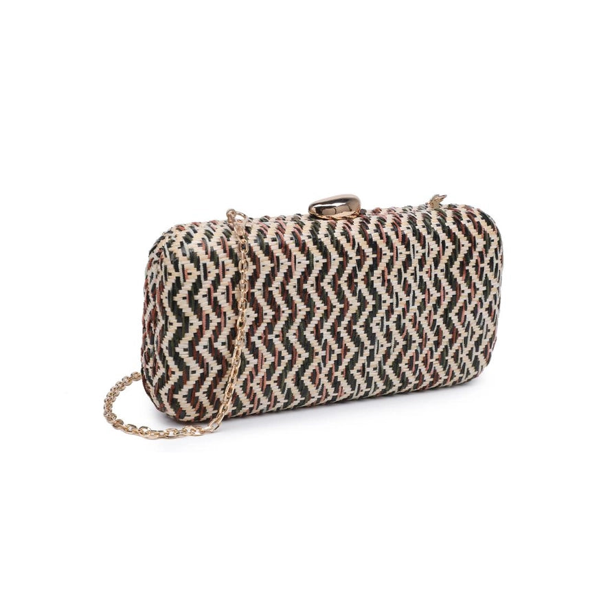 GREEN MULTI TEXTURED WOVEN VALENTINA EVENING BAG