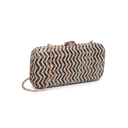 GREEN MULTI TEXTURED WOVEN VALENTINA EVENING BAG