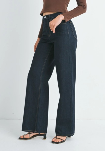 SUPER DARK DENIM RELAXED WIDE LEG JEAN