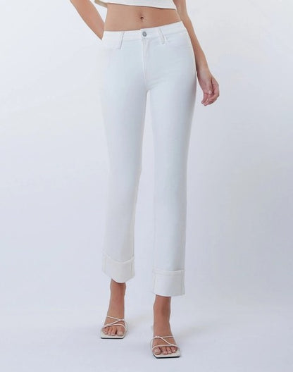 OPTIC WHITE MID RISE CROP SLIM STRAIGHT LEG JEAN