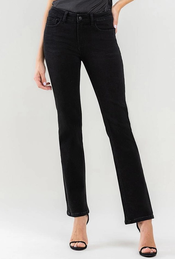 BLACK MID-RISE BOOTCUT JEANS