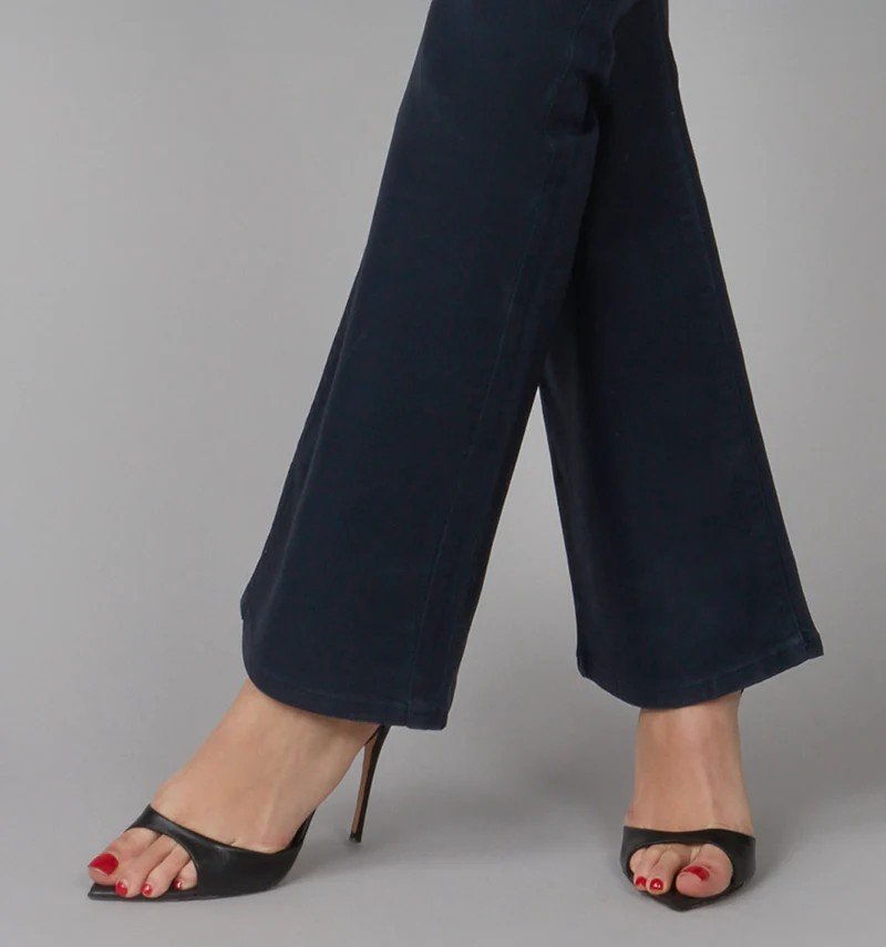 INK BLUE COATED HIGH-RISE BOOTCUT JEANS