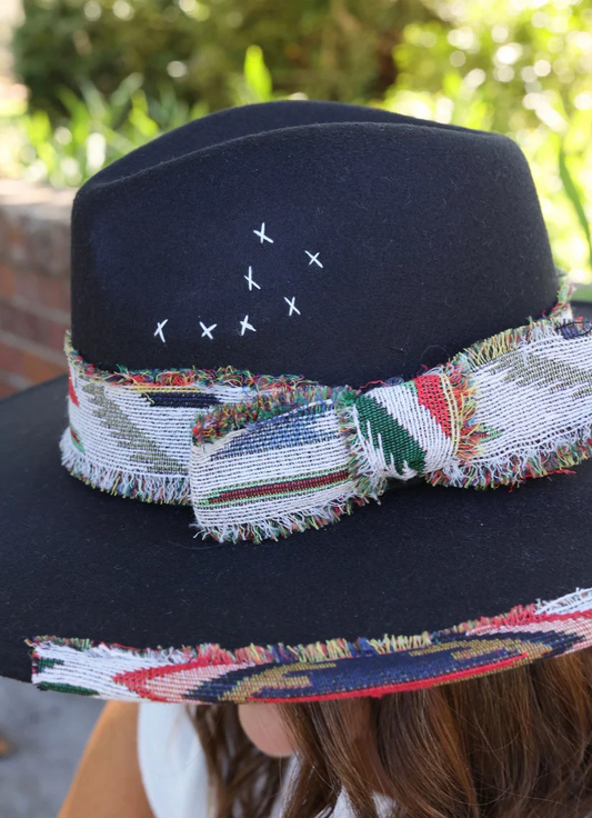 BLACK LUCIE HAT W/ AZTEC ACCENTS