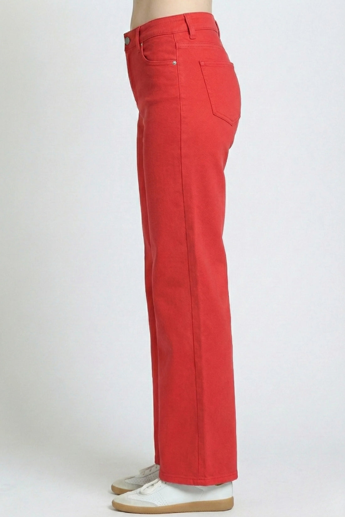 RED MID-RISE MINI BOOTCUT FULL-LENGTH JEAN