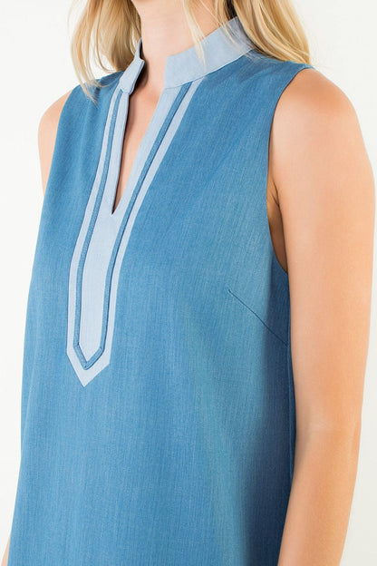 DENIM BLUE SLEEVELESS MINI DRESS
