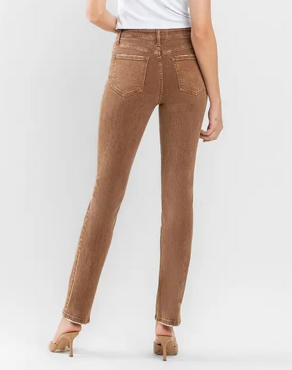 TOFFEE HIGH RISE SLIM STRAIGHT LEG JEANS