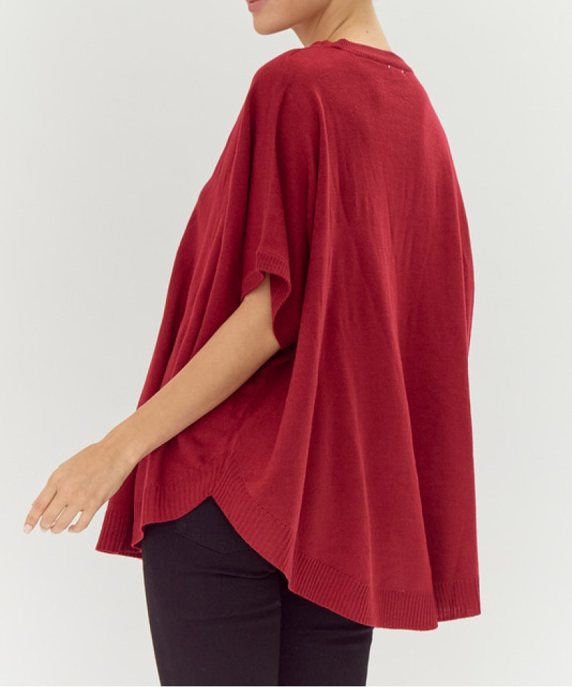 WINE KNIT DOLMAN SLEEVE SWEATER