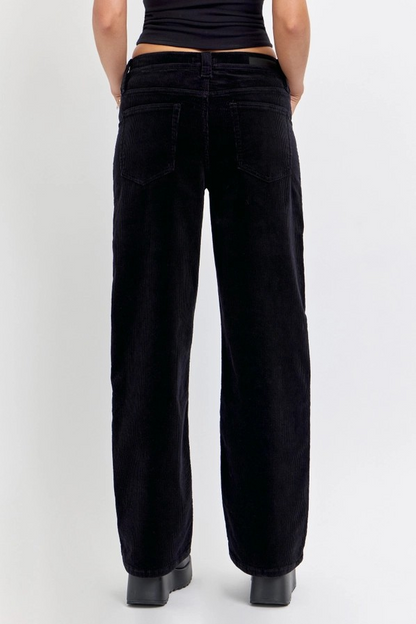 VINTAGE BLACK CORDUROY LOW RISE JEANS