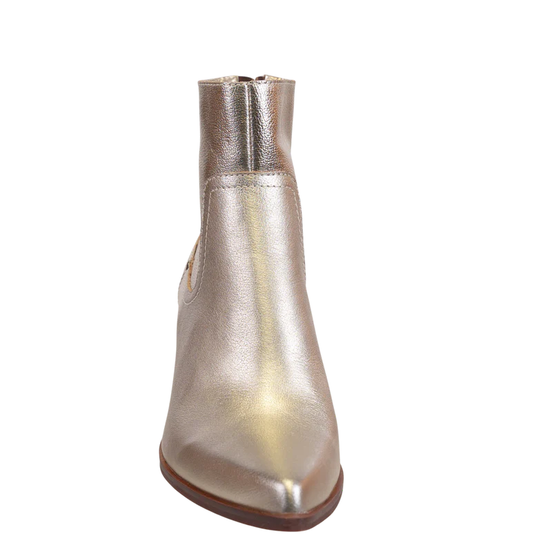 SOFT GOLD BATON HEELED ANKLE BOOTS