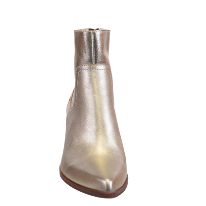 SOFT GOLD BATON HEELED ANKLE BOOTS