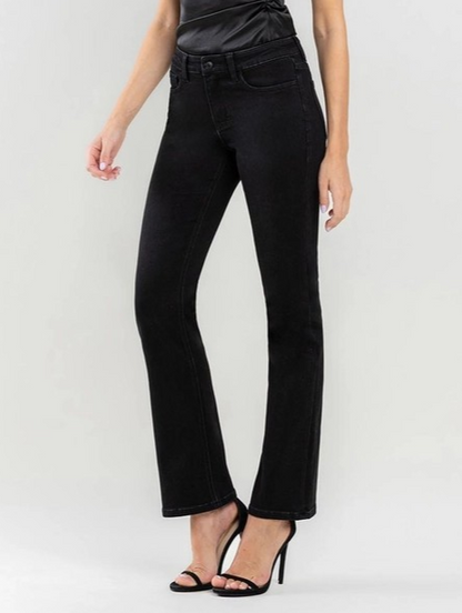 BLACK MID-RISE BOOTCUT JEANS