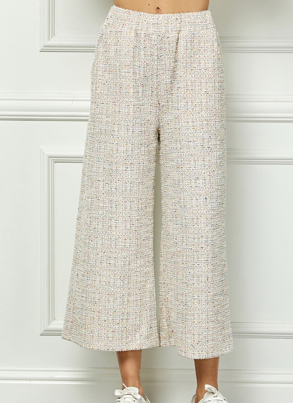 TAN BOUCLE TEXTURED PANT SET