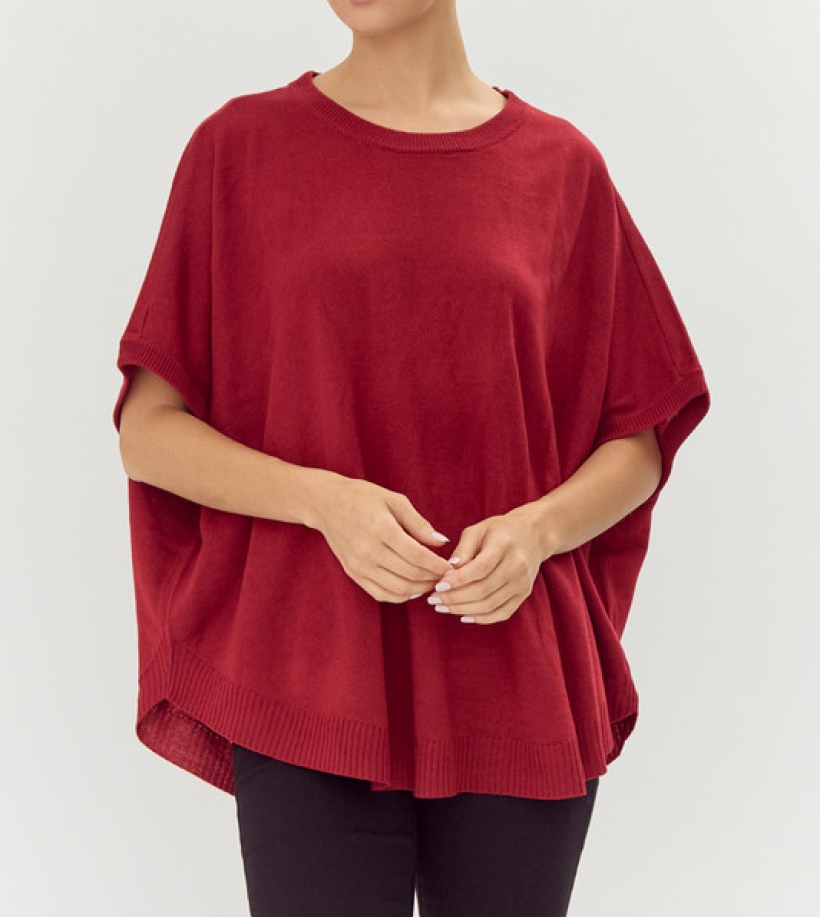 WINE KNIT DOLMAN SLEEVE SWEATER