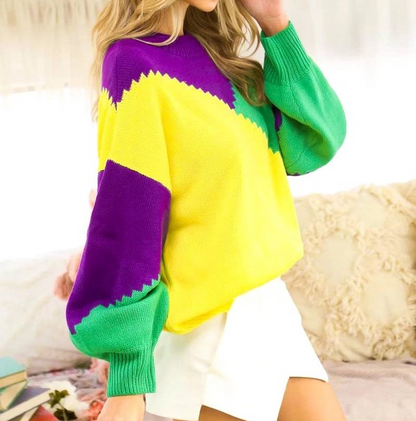 MULTI COLOR MARDI GRAS SWEATER