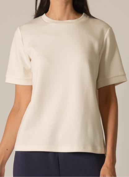 IVORY PCILL SCUBA MODAL SHORT SLEEVE TOP