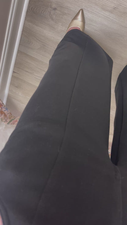 BLACK PCILL BUTTER MODAL PLEATED WIDE LEG TROUSERS