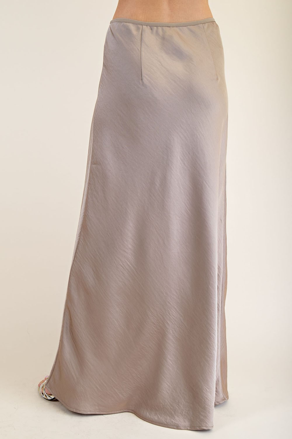 MOCHA SATIN HIGH WAISTED MAXI SKIRT