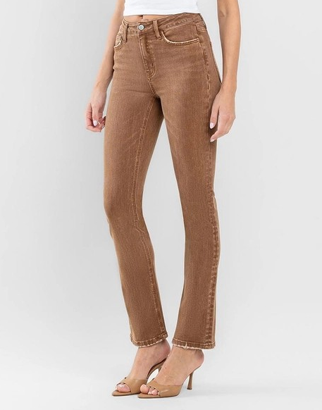 TOFFEE HIGH RISE SLIM STRAIGHT LEG JEANS