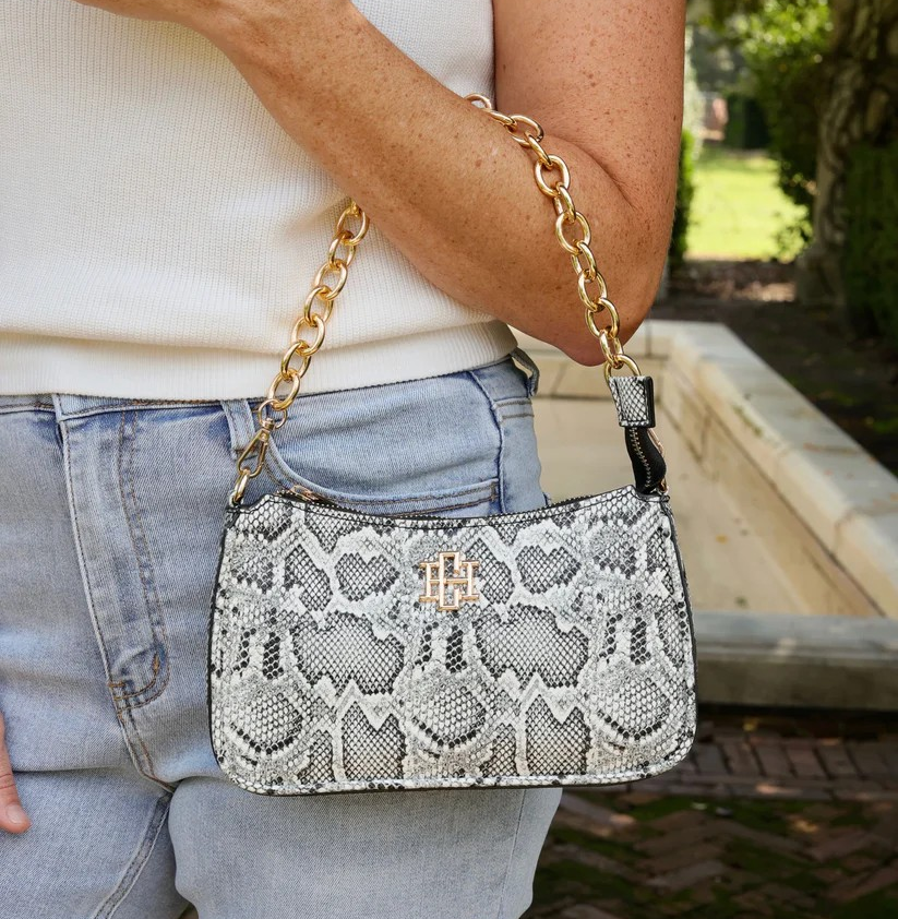 CHARCOAL EMBOSSED SNAKESKIN JOAN CROSSBODY