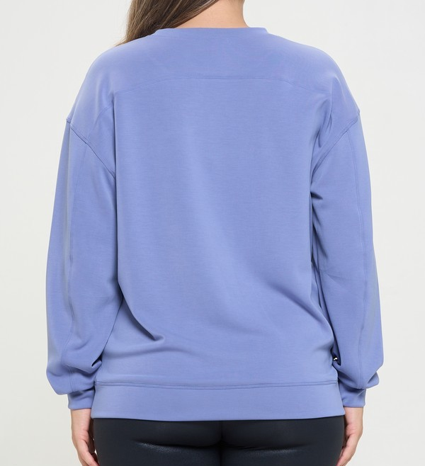 *EXTENDED SIZE* LIGHT DENIM SOFT MODAL OVERSIZED CREW TOP