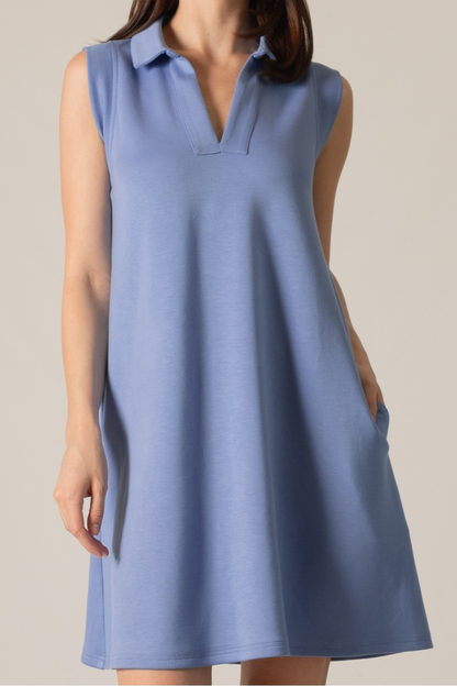 CORNFLOWER BLUE PCILL BUTTER MODAL SLEEVELESS TENNIS DRESS