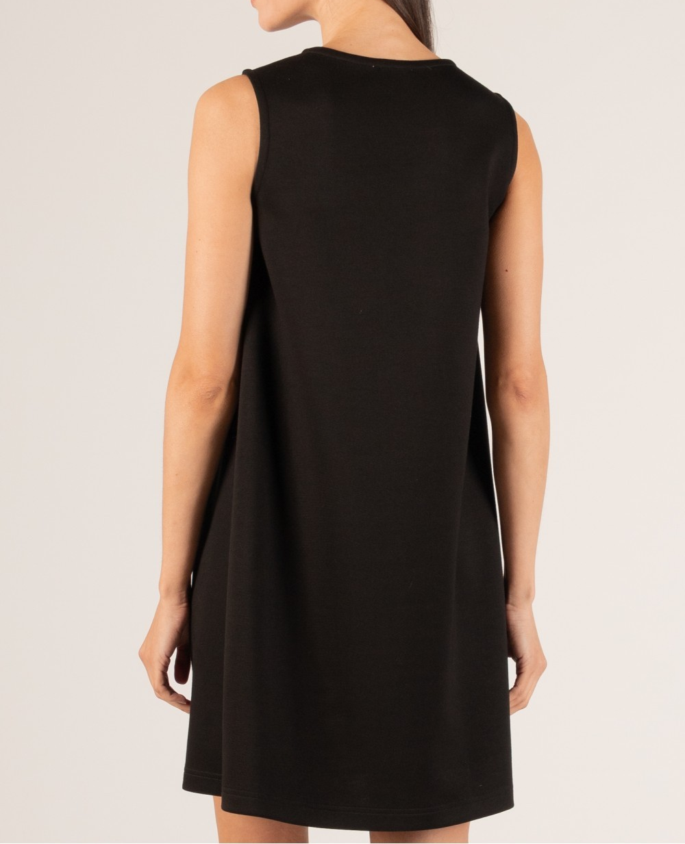 BLACK PCILL BUTTER MODAL SLEEVELESS SHIFT DRESS