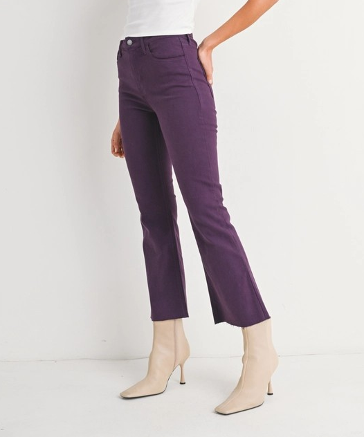 PURPLE HIGH RISE TONAL CROP FLARE JEANS