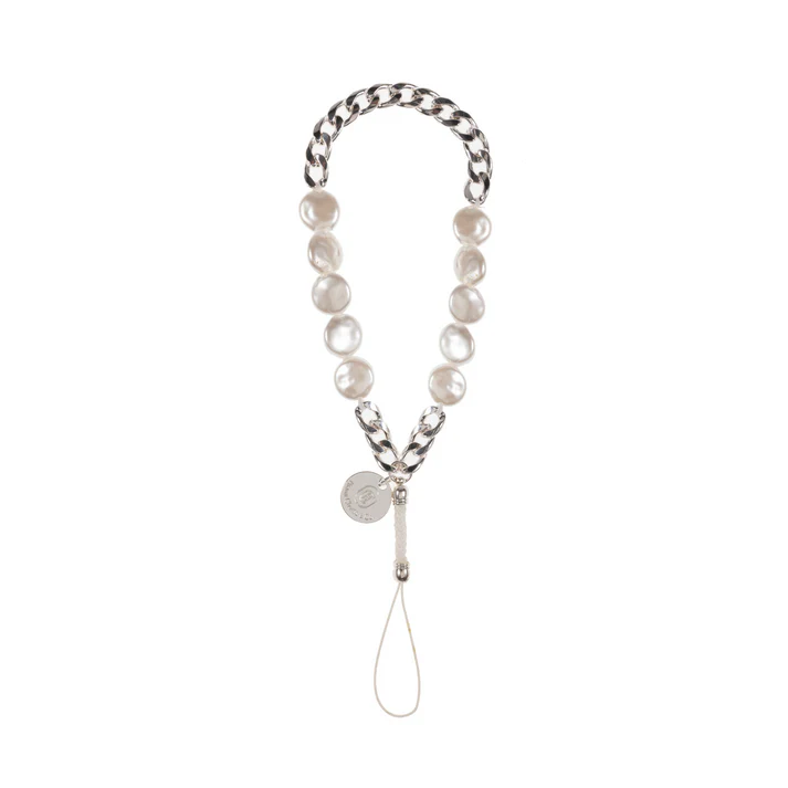 PEARL &amp; SILVER PHONE CHARM WRISTLET