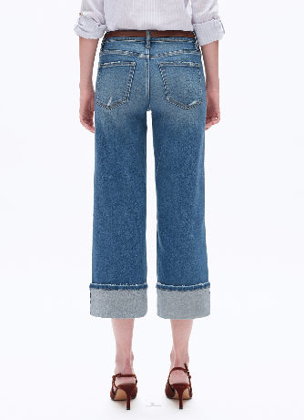 MEDIUM BLUE LOW RISE STRAIGHT LEG CROP JEANS