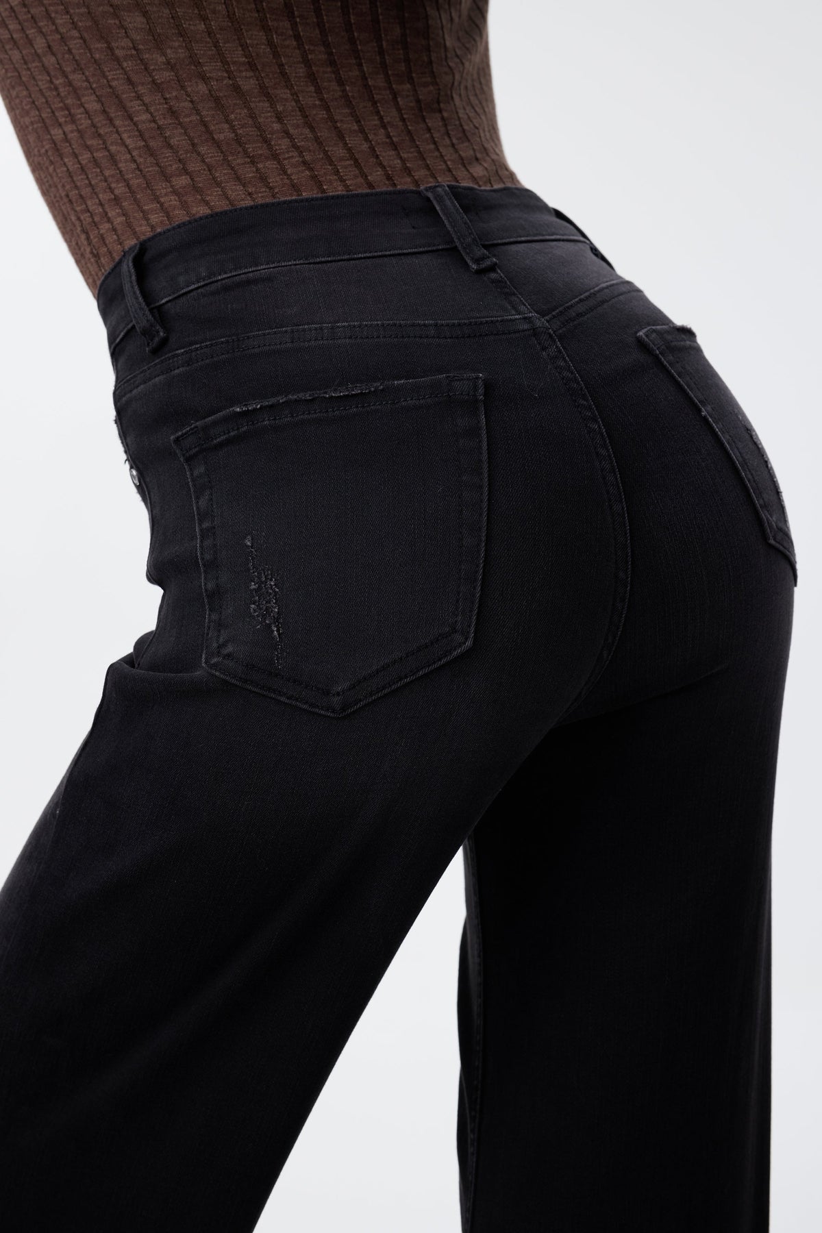 BLACK LILY HIGH RISE RAW HEM WIDE LEG JEAN