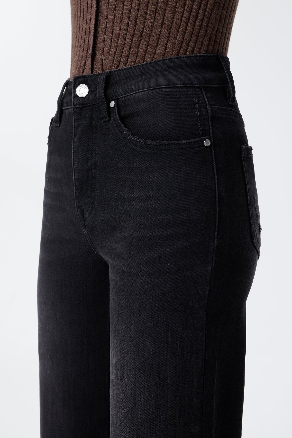 BLACK LILY HIGH RISE RAW HEM WIDE LEG JEAN