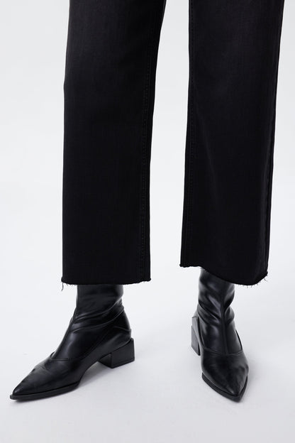 BLACK LILY HIGH RISE RAW HEM WIDE LEG JEAN