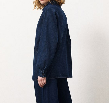 BLEU MARINE DENIM BUTTON UP LONG SLEEVE SHIRT