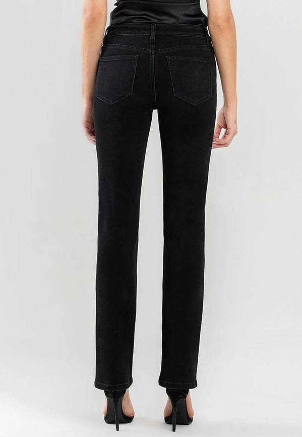 BLACK MID-RISE BOOTCUT JEANS