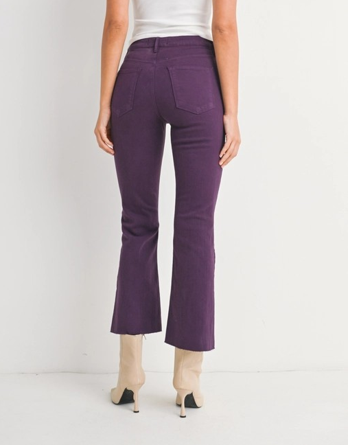 PURPLE HIGH RISE TONAL CROP FLARE JEANS
