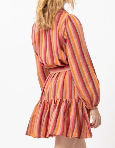 OCRE STRIPE ALIZZE WOVEN BUTTON UP DRESS