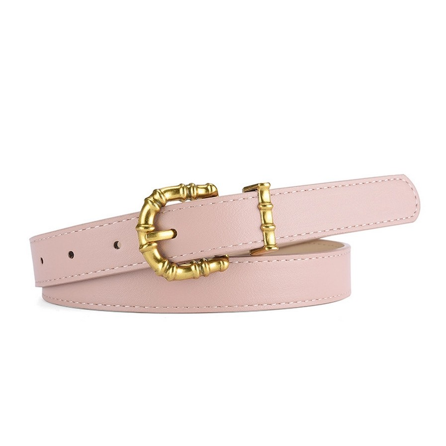 LIGHT PINK ONE SIZE GOLD BUCKLE BELT