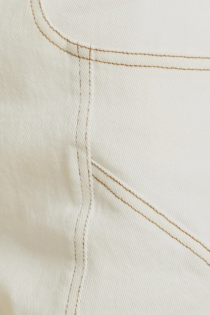 WHITE STRETCHY TWILL SHORTS